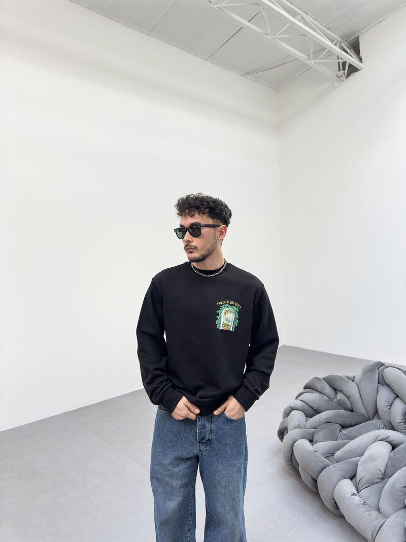 RIVIERA LONG-SLEEVE MIKINA - ČIERNE