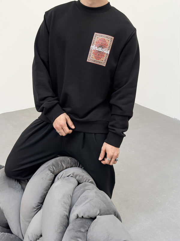 ANATOLIA LONG-SLEEVE MIKINA - ČIERNE